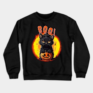 Spooky Black Kitty  BOO! Crewneck Sweatshirt